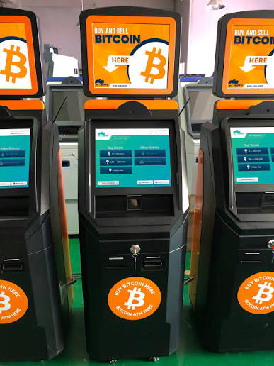 A bitcoin ATM machine in a convenience store